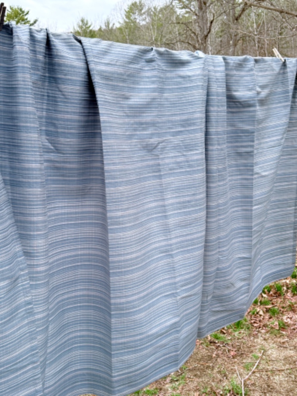 New 3 Panels Curtains Blue Gray Stripes Rod Pocket Pleated Drapes 76 X 32in Each